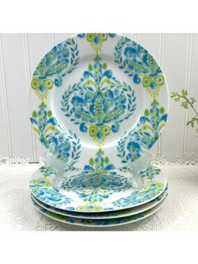 Dena Home Johara Set of 4 Porcelain Salad Plates 8" Turquoise Blue